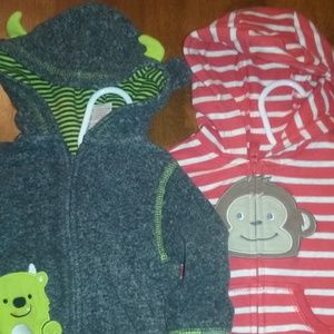 6M Infant Boys Monkey/Monster Hoodies Carters